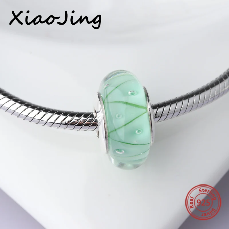 New design green four leaf clover Murano glass beads diy charms 925 sterling silver fit authentic pandora bracelet jewelry gifts