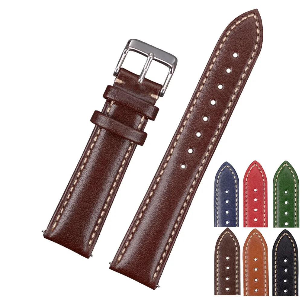 EACHE Retro Genuine Leather Watch Band Oil Waxed Leather Watch Straps