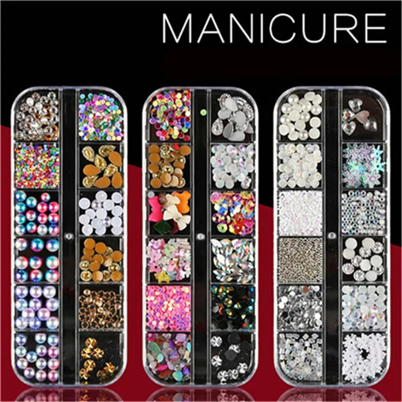 

A# NEW Nail Sequins Rhinestones Hollow Acrylic Nail Art Decoration Long Design #1026 a A