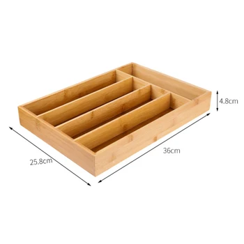 

Kitchen Cutlery Tray Drawer Organiser 5 Compartments Divider Bamboo Storage Box