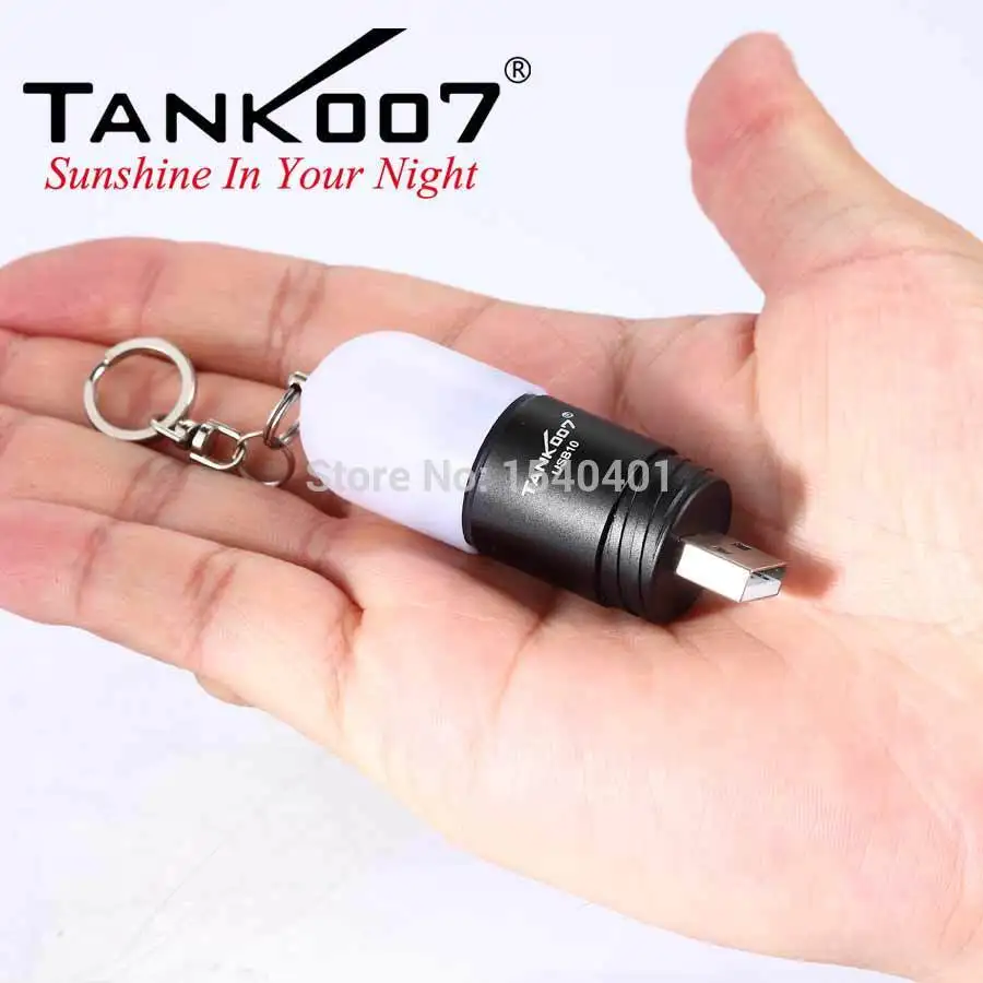 Новый светодиодный мини светильник Cree фонарик tank007 брелок USB10 черный литий ионный