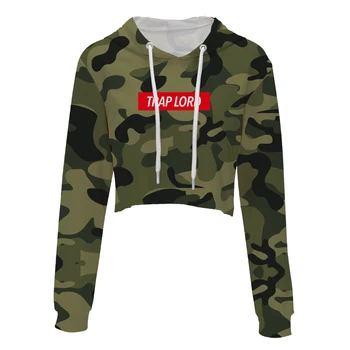 

New 2018 LOVE SPARK Camouflage Women Summer Crop Top Hoodies Long Sleeve Plus Size 3xL Vintage Floral Print Casual Tops