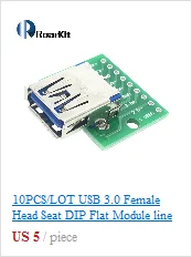 10 шт./лот MICRO USB для DIP адаптер 2,54 мм 5pin гнездовой разъем конвертер печатной платы типа в USB-01