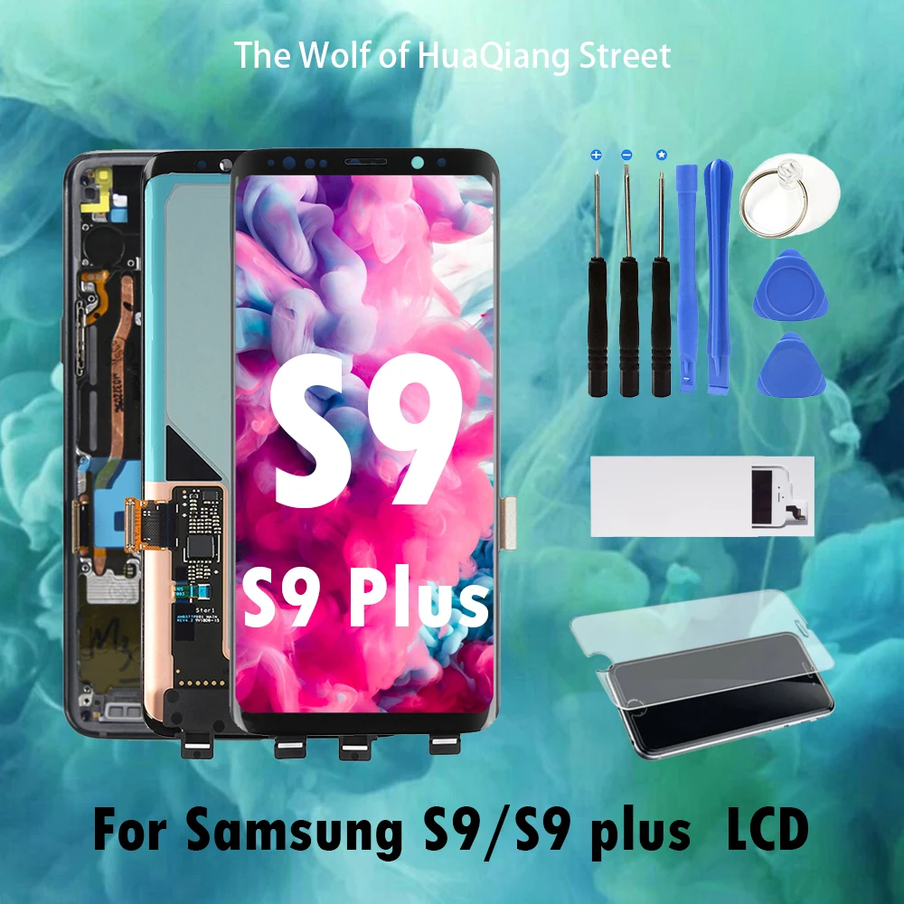 

Original Best Amoled LCD Screen for Samsung Galaxy S9 S9 Plus S9+ Display G9650 with frame Assembly Replacement &free gift