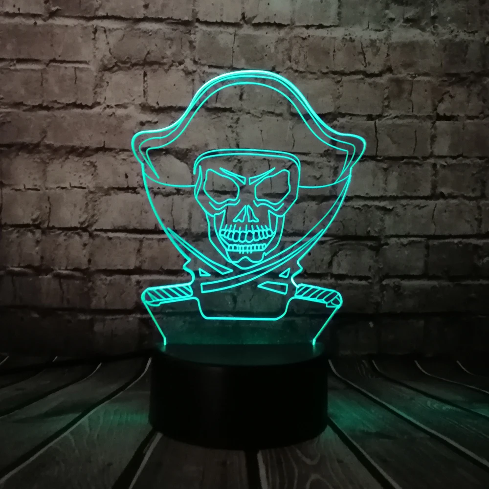 

Cartoon Pirates of The Caribbean 3D Lamp USB Multicolor Action Figures Night Light LED RGB Lighting Bulb Luminaria USB Kid Toy