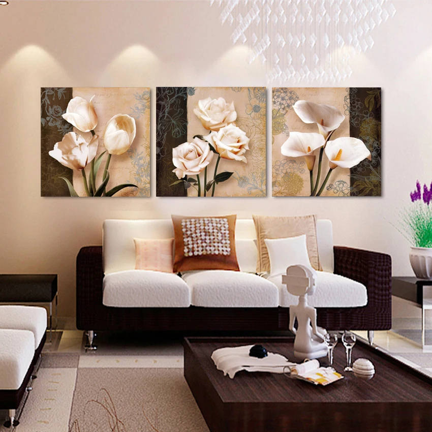 Холст HD принты плакат настенные художественные картины 3 шт. абстрактные тюльпаны цветы картины модульный домашний декор для гостиной рамки