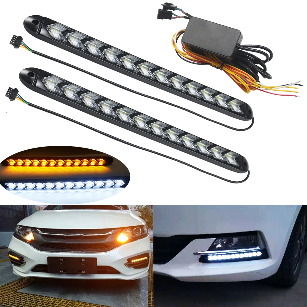 

Flexible LED Strip DRL Daytime Running Lights Turn Signal White/Amber Switch Dynamic Streamer Knight Rider Car Headlight Driving