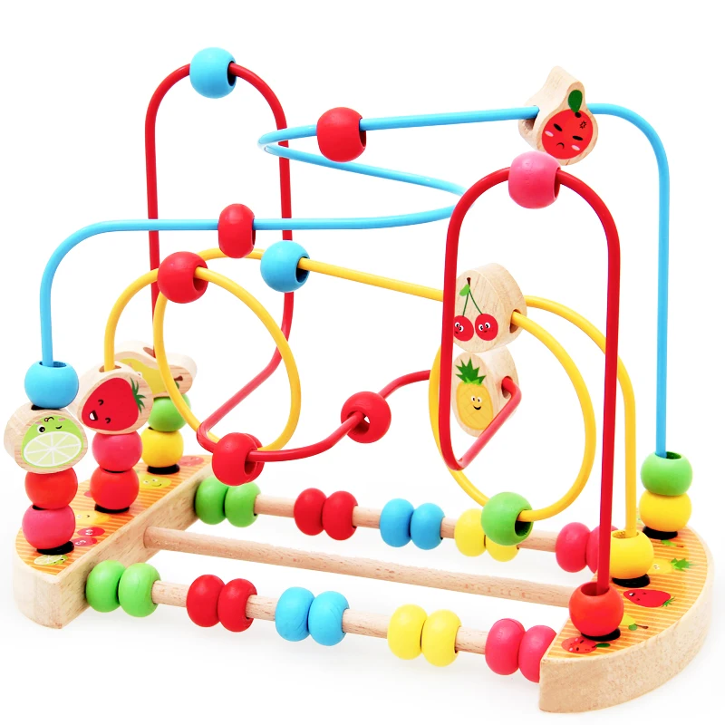 Kidus Wooden Math Toy Counting Circles Bead Abacus Wire Maze Roller Coaster Montessori Educational for Children