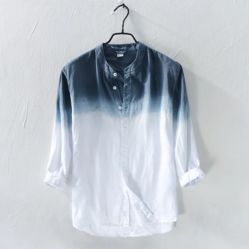 Для мужчин белье рубашка градиент рубашки Новинка весны модные Chemise Homme s блузка