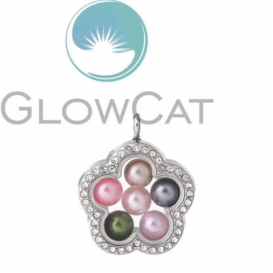 Магнитная стеклянная плавающая подвеска, медальон, хрустальные кулоны для фотографии 35 стилей на выбор - Окраска металла: Petal Flower-Crystal