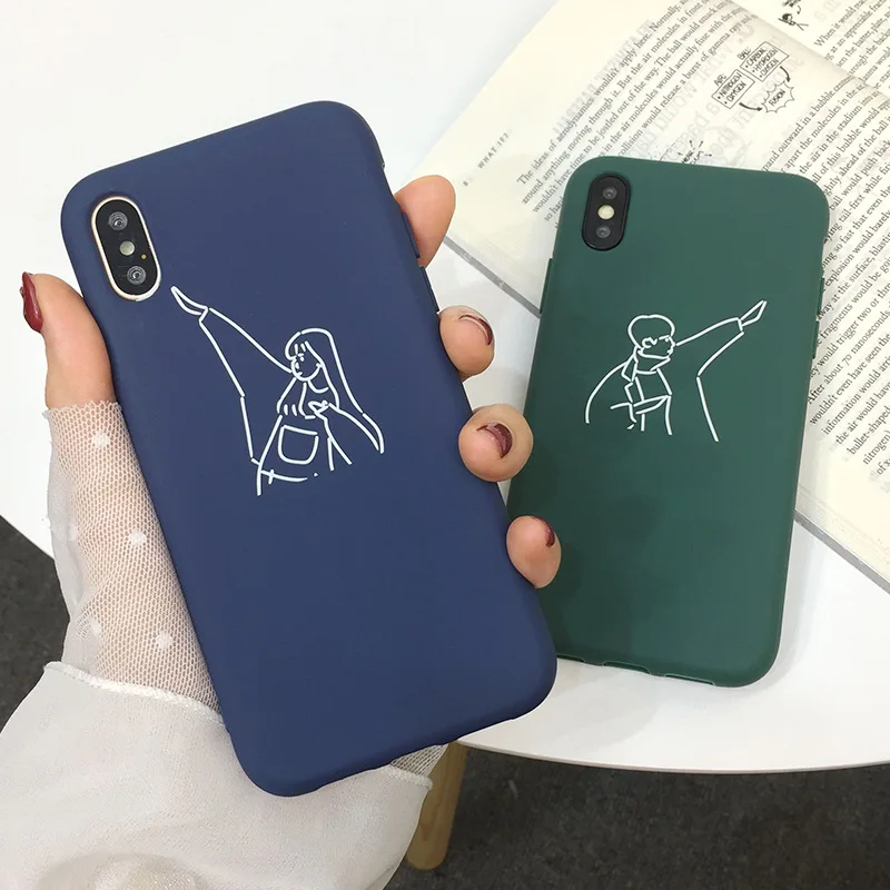 JAMULAR в стиле ретро линии пары телефон чехол для iPhone XS Max XR 7 6s 8 6 plus Мягкий