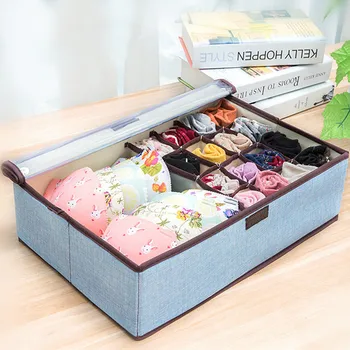 

Transparent Cover Underwear Storage Box 17 Lattice Underwear Stocking Finishing Box Closet Organizer Foldable Multi-color Case