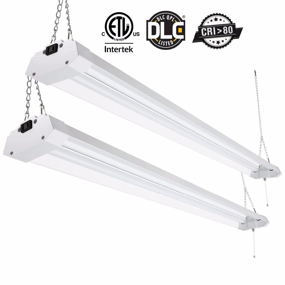 

Kohree Linkable Double-Fixture Ceiling Light Utility LED Shop Light Garage Basement Workbench Ceiling Lamp 4800Lm 40W 2-packs