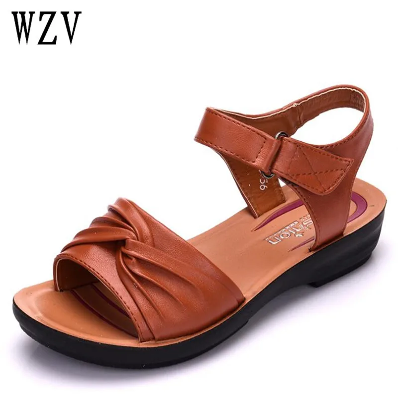 Женская обувь из натуральной кожи повседневные сандалии на плоской подошве пляжная рубашка летние туфли на толстой подошве женские Размеры 35-41 B605