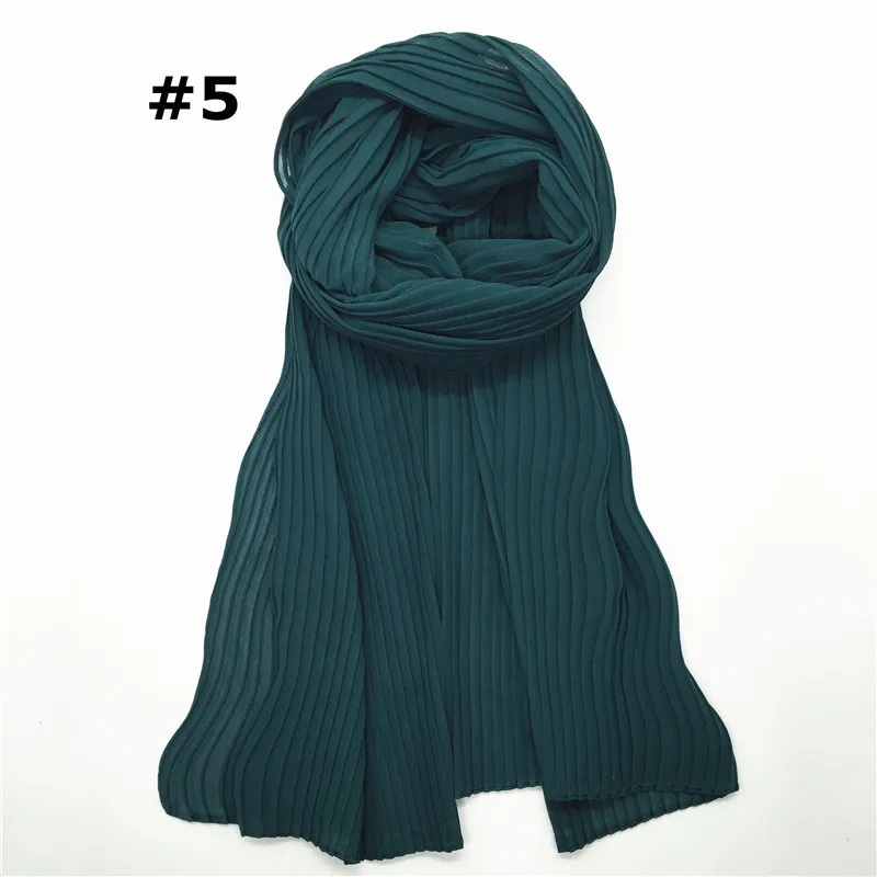 Монохромный сморщенный шифон лысый однотонный шарф шаль на голову мусульманские хиджабы шарфы/шарф 19 - Цвет: see chart
