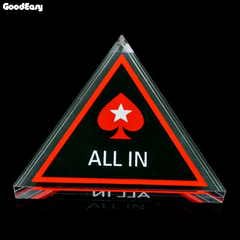 

1PCS Pokerstar Acrylic Baccarat Texas Holdem Poker Triangle ALL IN Button Poker Cards Guard Casinio Coins Accessories Wholesale