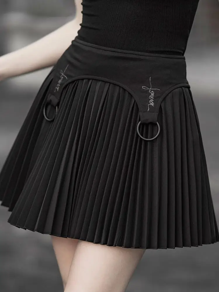 

Punk Rave Women's Goth Chiffon Mini Pleated Skirt Black PQ-576BQ Asia Size