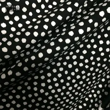 

LEO&LIN Elastic Knitted High Spring Summer Black White Wave Point Printing Cotton Color Clothing Skirt Fabric