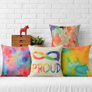 

Nordic Modern Watercolor Geometric pillow Cushion Linen pillowcase Home decorative sofa pillows