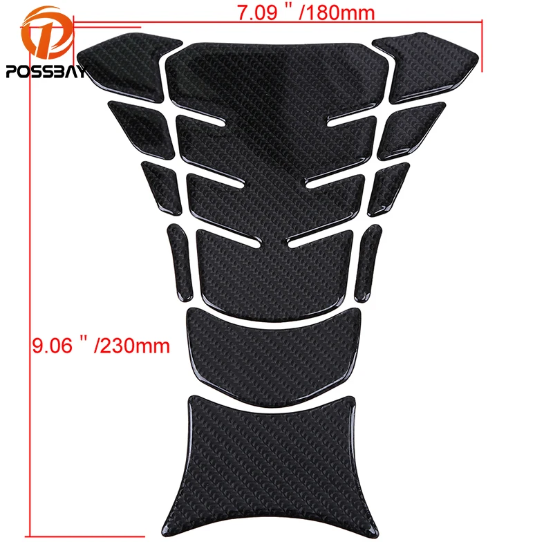 POSSBAY Cool Black Motorcycle Fuel Tank Sticker Pad Street Bike Scooter