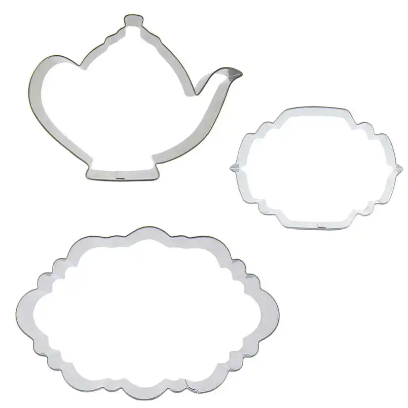 

Teapot, Big Plate, Lantern puzzle shaped 3 piece biscuit cutting molds, baking tools, cake decorating soft candy tools.