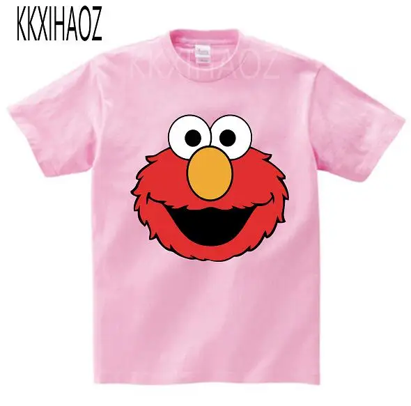 Дети мультфильм Улица Сезам Элмо забавная футболка Летняя Детская футболка с короткими рукавами для мальчиков топы для девочек повседневная детская одежда KKXIHAOZ - Цвет: pink childreT-shirt