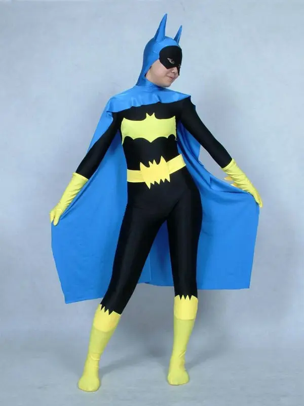 Lycra Spandex Batman Superhero Zentai Costume with Cape for Halloween