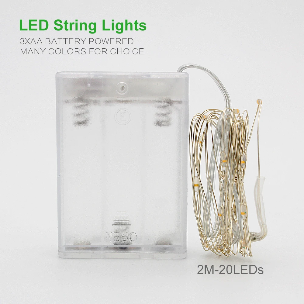 

2M 20LEDs/ 5M 50LEDs/ 10M 100 LEDs AA Battery LED String Lights for Xmas Party Wedding Decoration Christmas Fairy strip