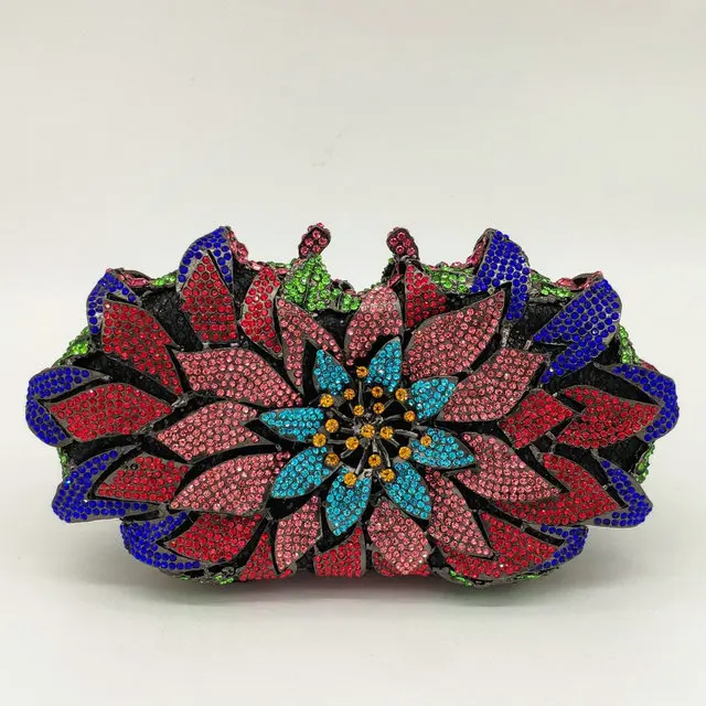 Color Petals Crystal Clutch Bag