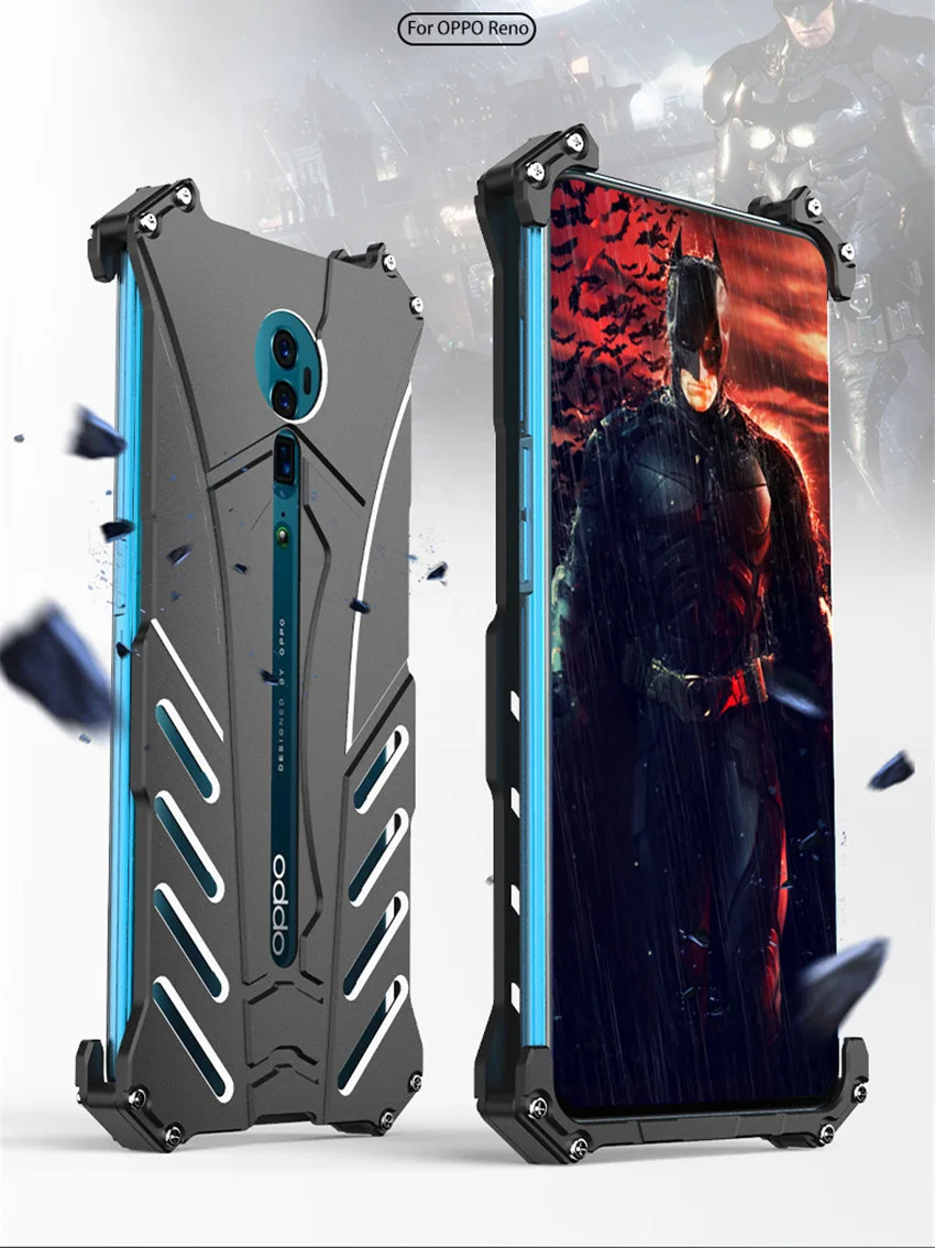 For OPPO Reno Case R-JUST Batman Luxury Aluminium Metal Case For OPPO Reno Phone Cover Coque  (1)