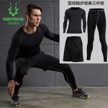 3 шт. компрессионный Быстросохнущий облегающий спортивный костюм для мужчин фитнес с длинным рукавом рубашка брюки костюм мужской комплект одежды с круглым вырезом
