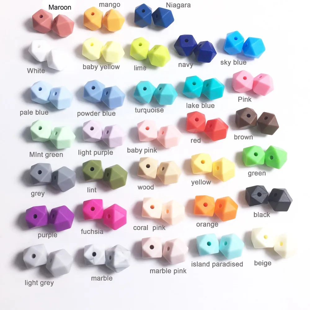 Mrs.ChewedBeads 18PCS 11MM Mini Hexagon Silicone Beads Teething Baby Teether Baby DIY Toy Baby Gift Necklace Pacifier Chain