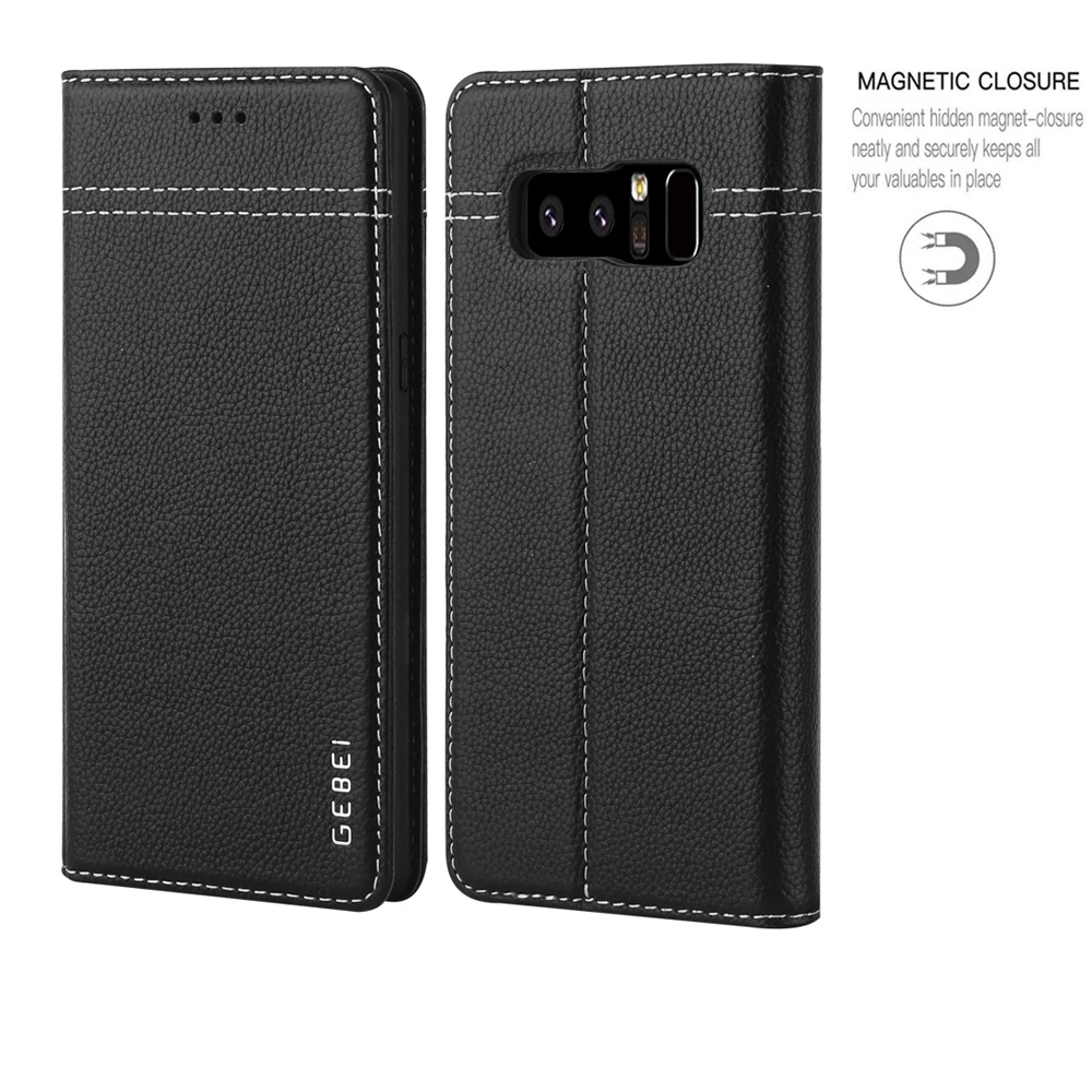 

GEBEI Case for Galaxy Note 8 Samsung Genuine Leather Magnet Flip Case Cover for Galaxy Note8 Wallet Folio Slim Stand Card Slots