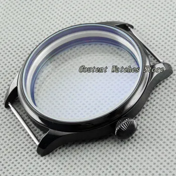 

44mm PVD Sterile Watch Black Case Kit ETA 6497/6498 Seagull st36 Movement Wristwatch Shell