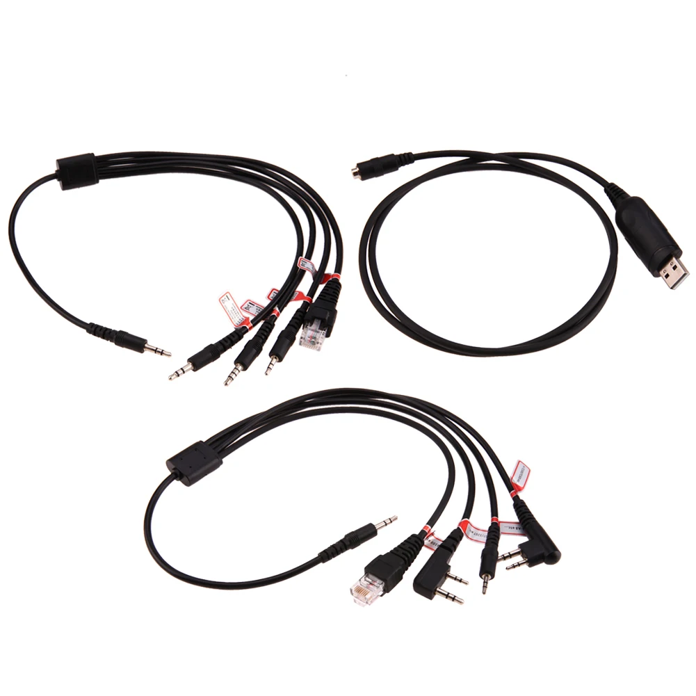  8 in 1 USB Programming Cable For Motorola Kenwood BAOFENG Mobile Radio Accessories Walkie Talkie Cable With CD