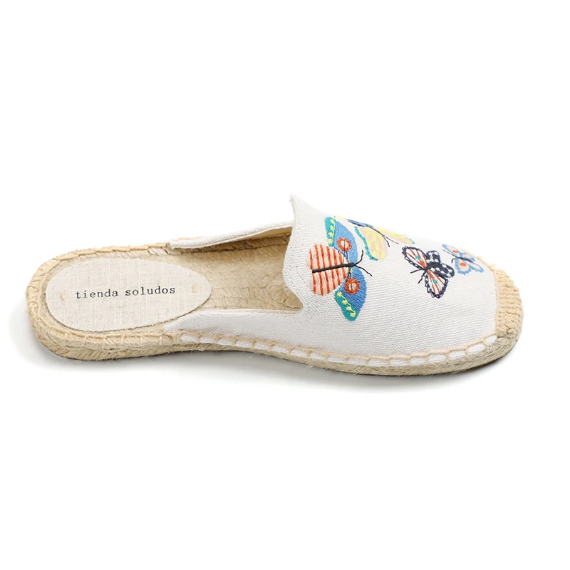 Tienda Soludos/женские простые дышащие летние туфли на плоской подошве; резиновая хлопковая ткань с цветами; однотонные туфли без задника