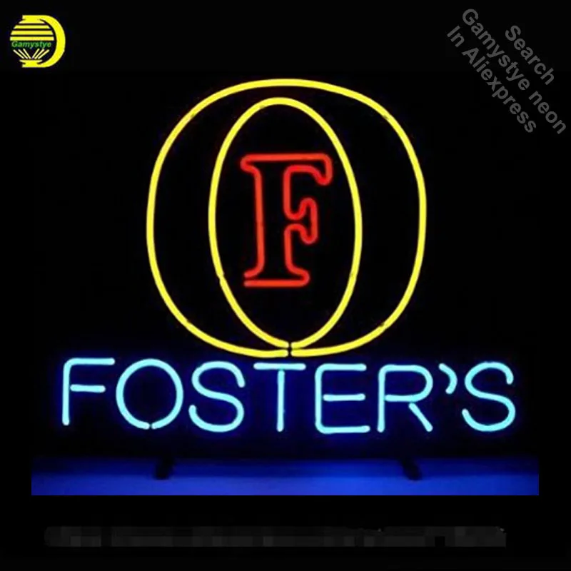 Логотип Foster неоновая вывеска s Настоящая стеклянная трубка неоновые огни перерывы Профессиональный Знаковый рекламный знак неоновая вывеска