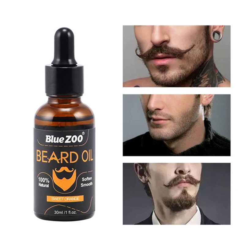 30ml Bluezoo Beard Oil Organic Natural Acceler Growth Hair Moustache Oil Thick Treatment Serum