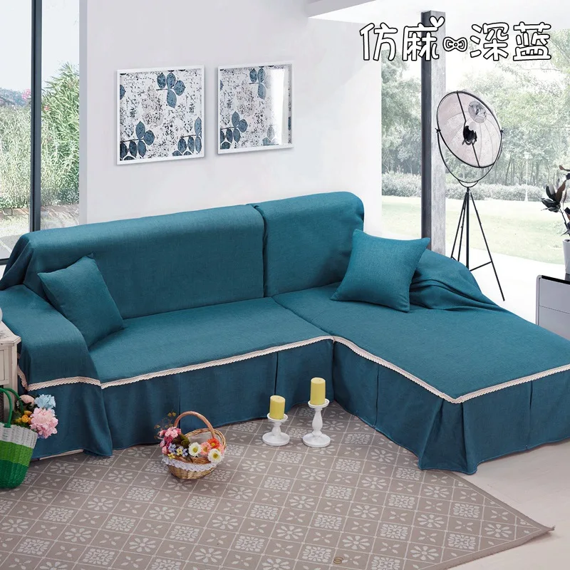 

1 Piece Solid Color Thicken Fabric Velvet Sofa cover Non-slip Universal Skirts Sofa Towel Single/Two/Three-Seat