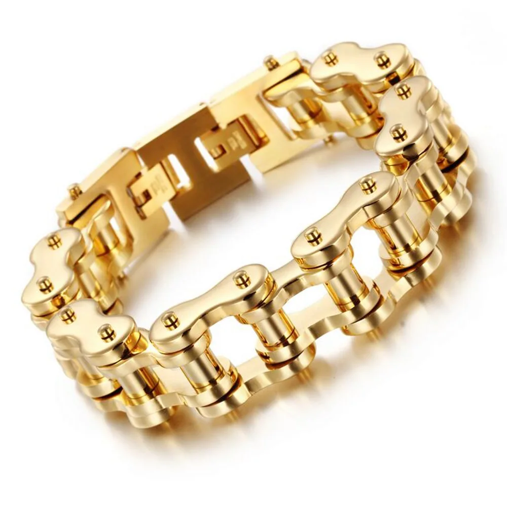 18 мм тяжелый широкий золотой браслет из нержавеющей стали для велосипеда мужские черные байкерские цепи для велосипеда мотоцикла мужские браслеты мужские s браслеты