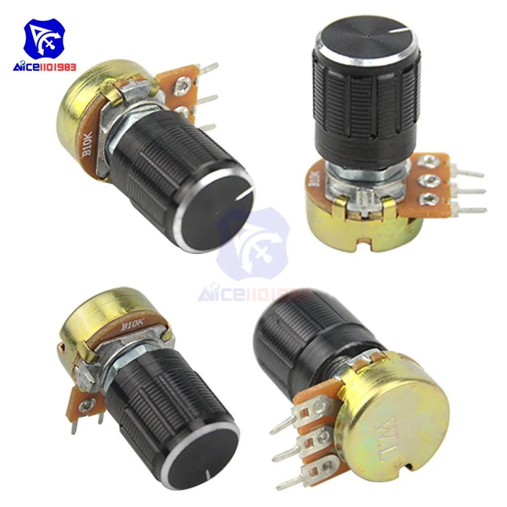 WH148 1K 2K 5K 10K 20K 50K 100K 250K 500K 1M Ω 3Pin arbre moleté résistance de potentiomètre rotatif à cône linéaire avec bouton pour Audrino|Potentiomètres| - AliExpress