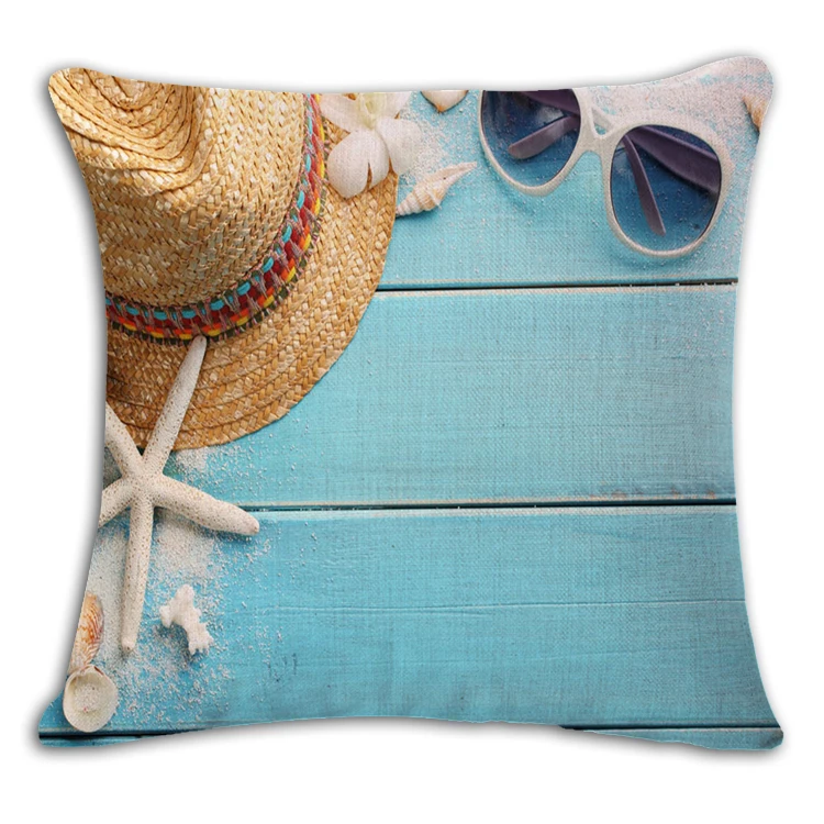 Sea Beach Cushion Cover Woven Linen Family Affection Sofa Car Seat Family Home Decorative Throw Pillow Case Housse De Coussin - Цвет: 4