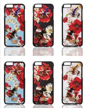 Luxury Crystal Diamond Sicily Daisy Floral Leather Phone Cover Coque for iPhone 6 Case 6s 7 Plus Case Rhinestone Dragonfly