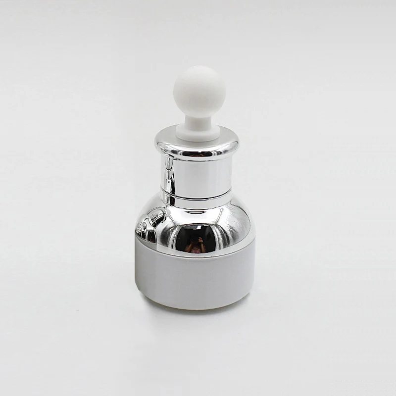 Round rubber head 10 шт./лот 20 мл белая стеклянная капельница для эфирного масла бутылка с серебряным алюминиевый закрывающий белый каучук 1 унц косметические контейнеры - Цвет: Round rubber head