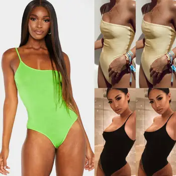 

One Shoulder Women Stretch Slim Sleeveless Leotard Sexy Summer Jumpsuit