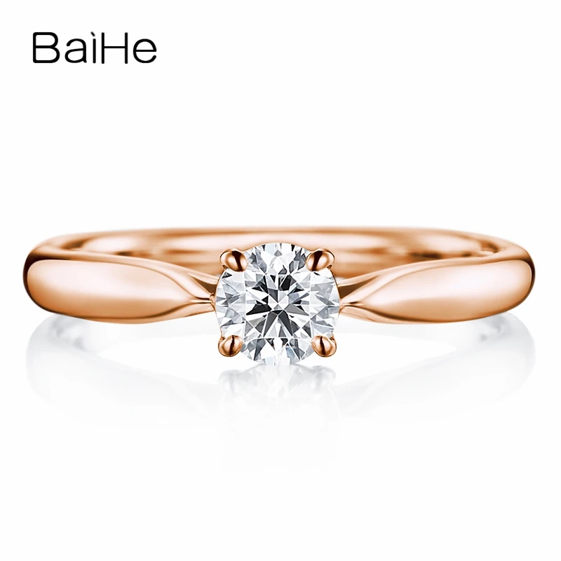 BAIHE однотонное 10K белое золото (AU417) сертифицировано 0.25ct круглый 100% муассанит