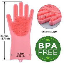 Kitchen Silicone Cleaning Gloves Magic Silicone Dish Washing Gloves Easy Household Silicone Scrubber Rubber Cleaning Gloves