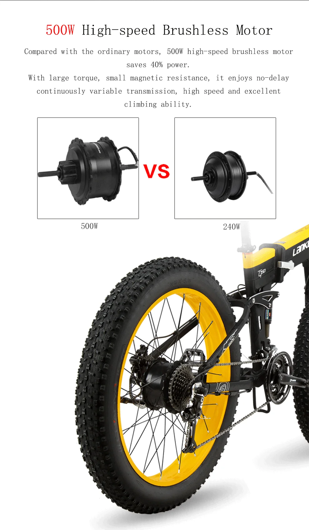 LANKELEISI XT750plus Foldable Electric Bike 48V 10AH Lithium Battery 500W High-speed Motor Hydraulic Disc Brake