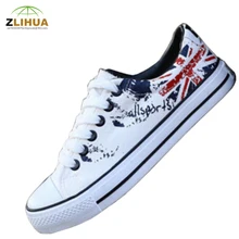 Cartoon LCH Flag Pattern Union Jack Graffiti Hand Painted Shoe Male Shoes Platform for Boys Girl Kids Children Men Casual Shoes