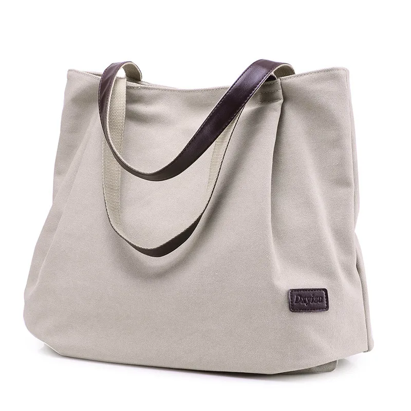 Fashion Lady Shoulder Bag Canvas Tote Bag Large Capacity Bag Simple New Zipper Trendy Handbag-in ...